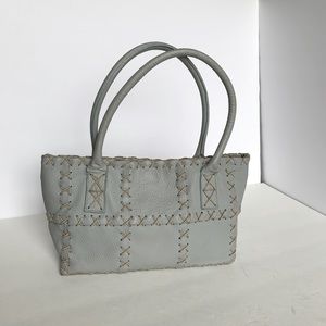 BERGE Blue Italian Leather Stitched Bag